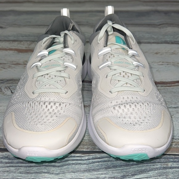 Nike  Men's React Miler 2 Platinum Tint/Dynamic Turquoise-White Size-10 - Picture 4 of 9
